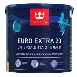 Краска моющаяся для стен и потолков Tikkurila EURO EXTRA 20 A полуматовая 2,7л