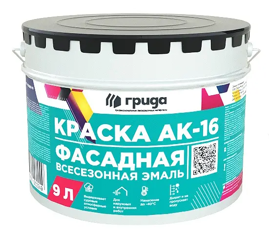 Краска фасадная всесезонная АК-16 База А  9л/12,6 кг