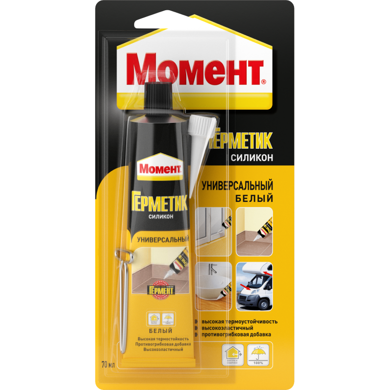 Герметик силиконовый универсальный Момент белый 70 мл