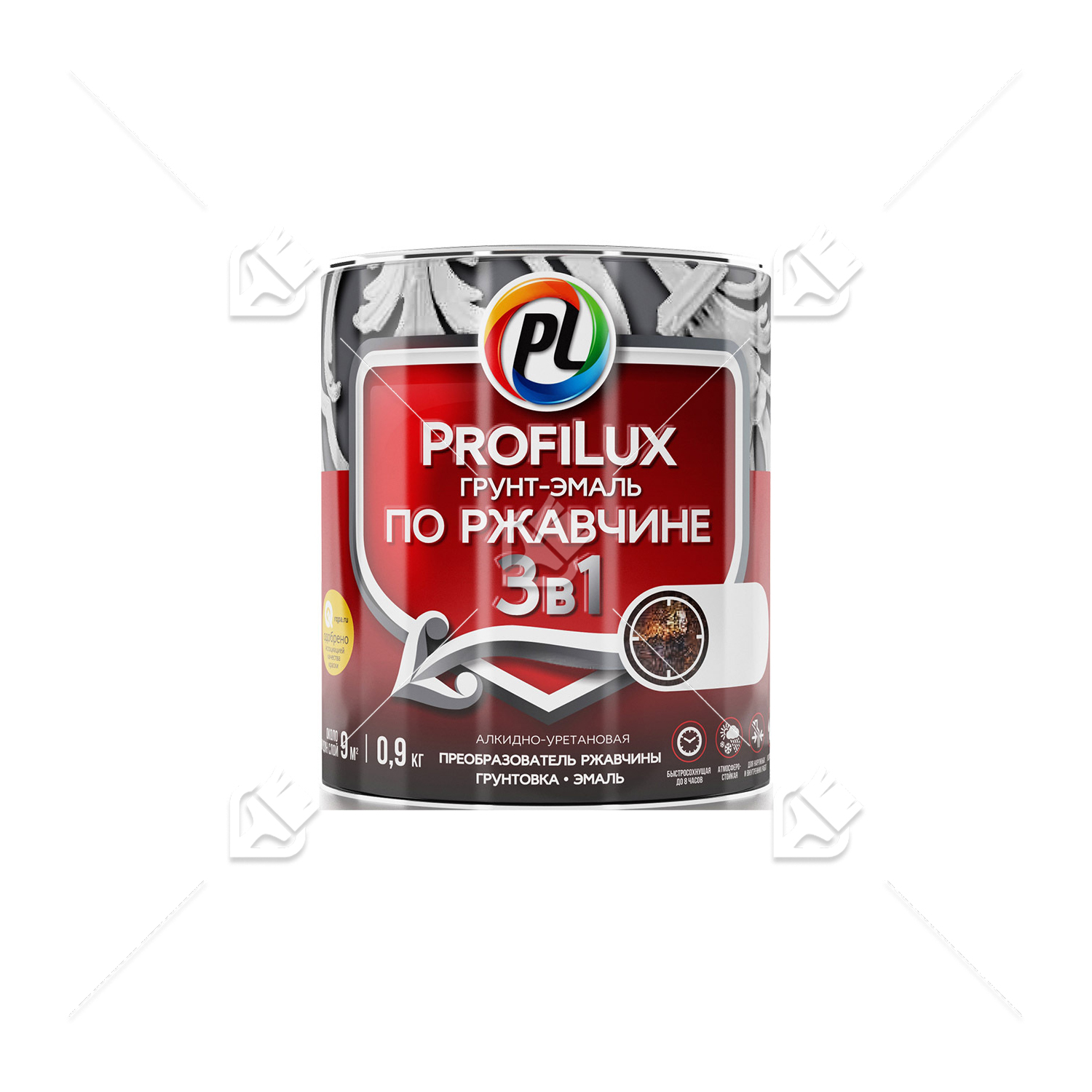 Грунт-эмаль на ржавчину 3 в 1 Profilux полуматовая зелёная 1,9 кг.