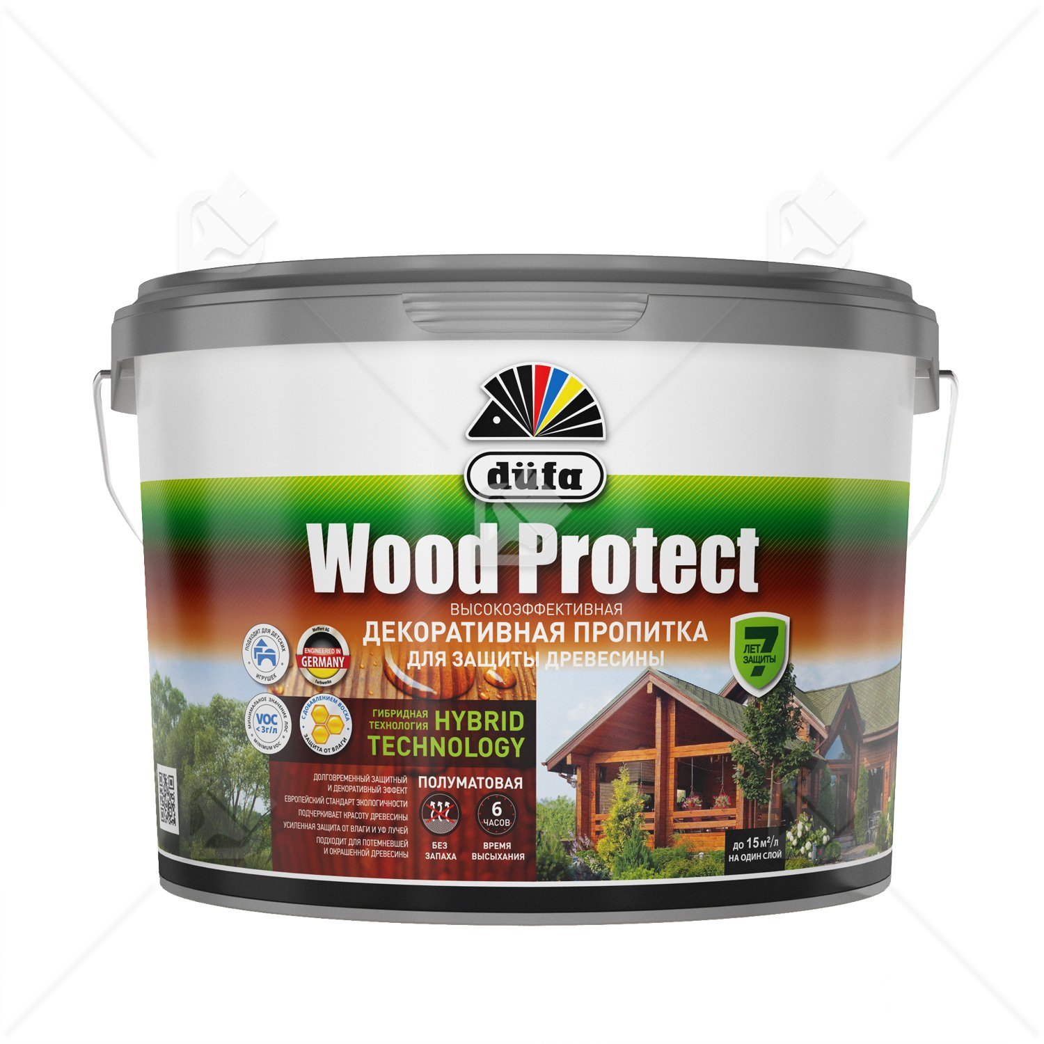 Пропитка декоративная для защиты древесины Dufa Wood Protect дуб 9 л