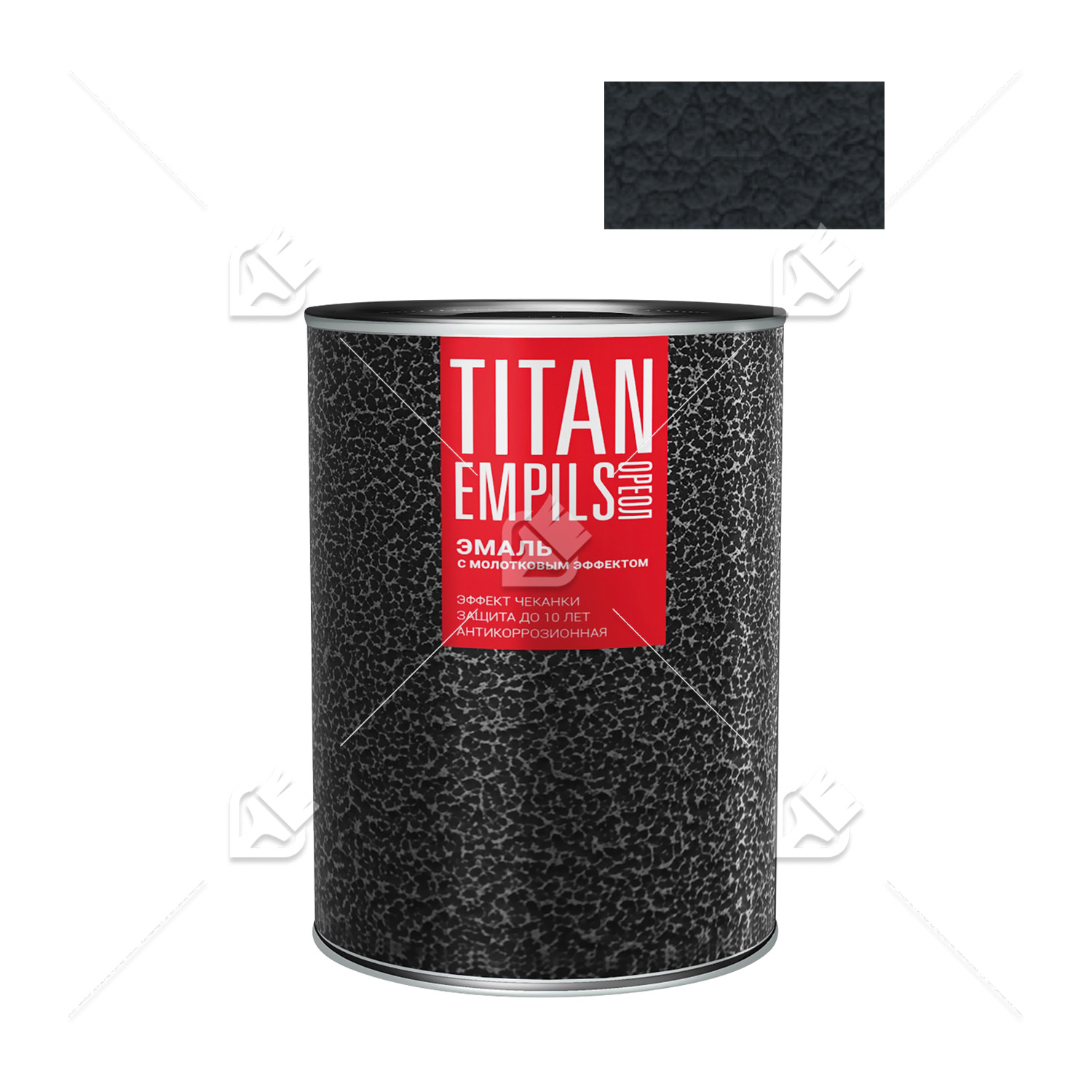 Эмаль для металлических поверхностей Ореол Titan молотковая глянцевая чёрная 0,8 кг