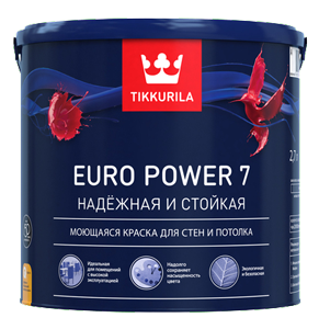 Краска интерьерная Tikkurila EURO POWER 7 С моющаяся, матовая 9л