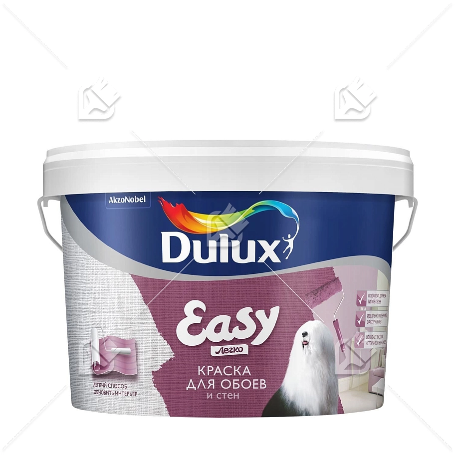 Краска для стен и обоев водно-дисперсионная Dulux Easy матовая база BW 2,5 л.