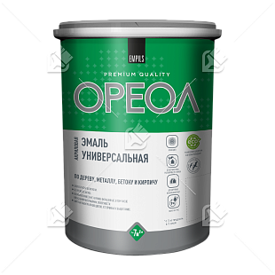 Эмаль универсальная акриловая Ореол глянцевая белая 1 кг.