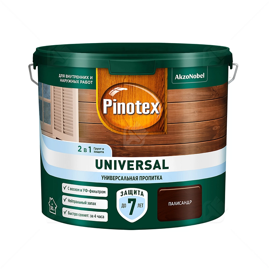 Pinotex Universal 2 в 1 универсальная пропитка для древесины Палисандр 2,5 л
