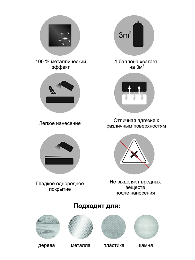 Краска универсальная аэрозольная акриловая Eastbrand Monarca металлик яркий хром 520 мл. 