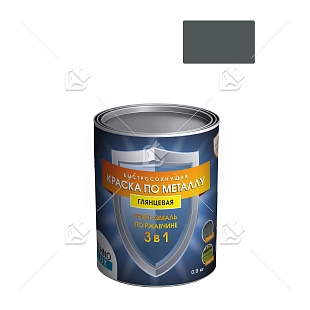 Грунт-эмаль 3 в 1 Технолюкс гладкая темно-серая RAL 7016 0,9 кг