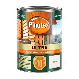 Пропитка декоративная для защиты древесины Pinotex Ultra AWB полуглянцевая белый 0,9 л