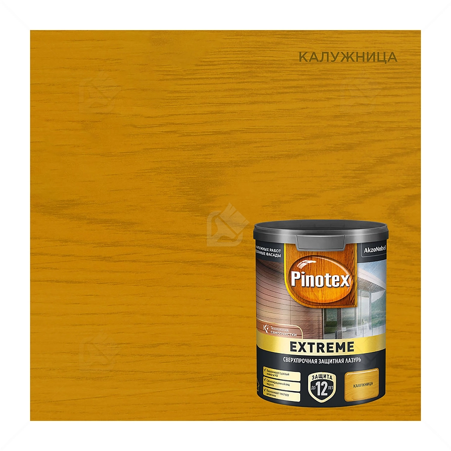 Пропитка декоративная для защиты древесины Pinotex Extreme калужница полуматовая 0,9 л