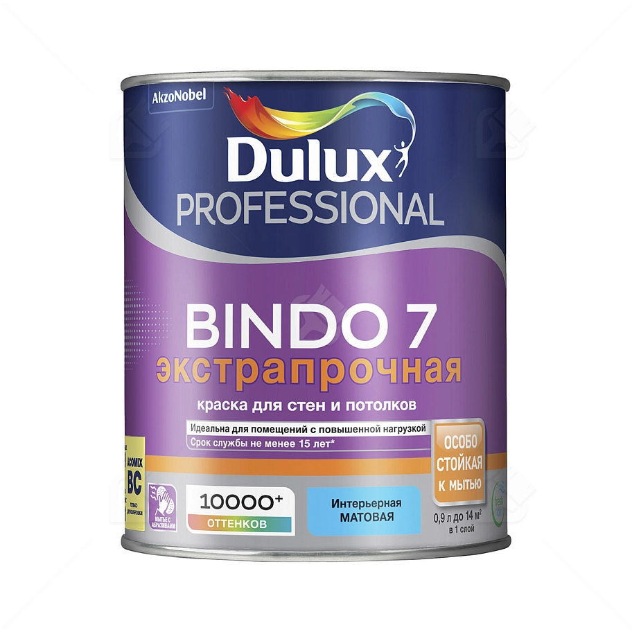 Краска для стен и потолков латексная экстрапрочная Dulux Professional Bindo 7 матовая база BC 0,9 л.