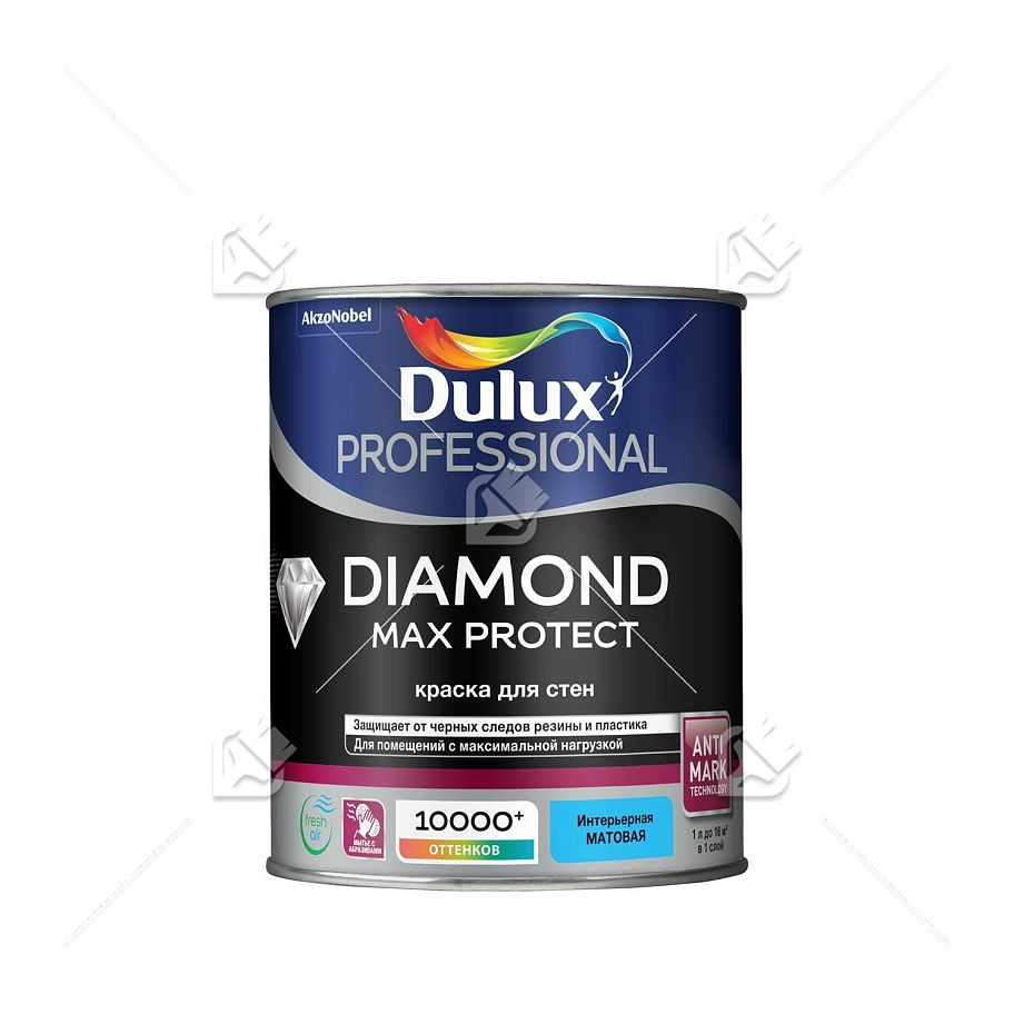Краска для стен и потолков водно-дисперсионная Dulux Diamond Max Protect глубокоматовая база BW 1 л.