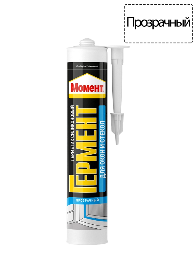 Герметик силиконовый для окон и стекол Момент Гермент прозрачный 280 мл.