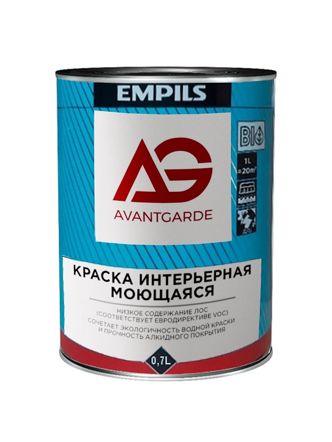 Краска интерьерная моющаяся AvantGarde матовая база А 0,9кг/0,7л