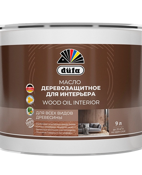 Масло деревозащитное для интерьера Dufa Wood Oil Interior полуматовое бесцветное 9 л
