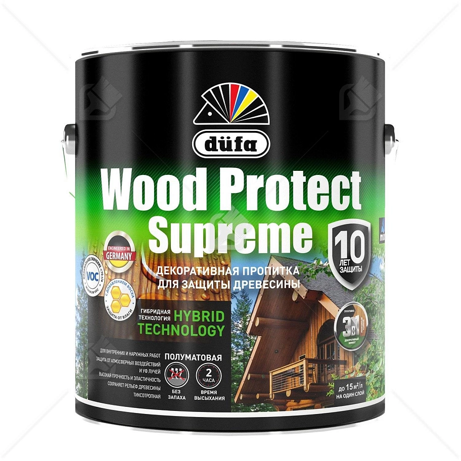 Пропитка декоративная для защиты древесины Dufa Wood Protect Supreme тиковое дерево 2,5 л