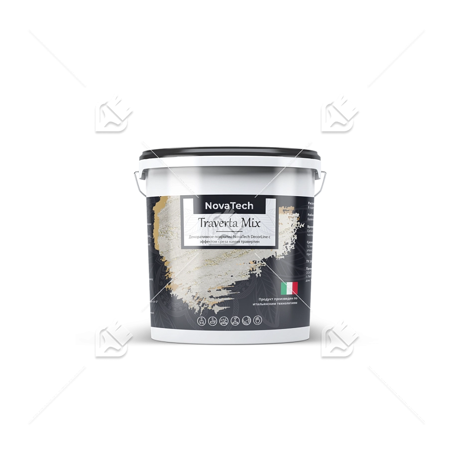 Штукатурка декоративная NovaTech Traverta Mix эффект камня травертина 8 кг