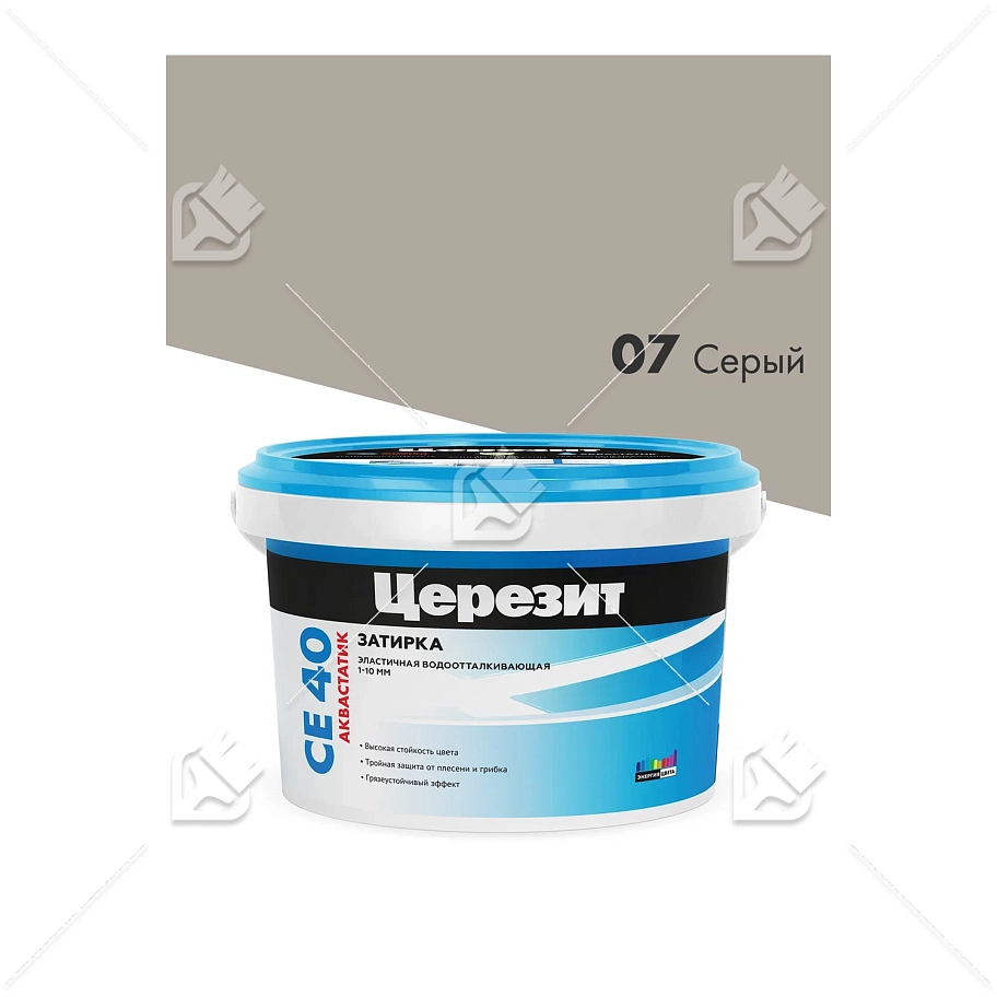 Затирка для швов до 10 мм водоотталкивающая Церезит СЕ 40 Аквасатик 07 серая 2 кг