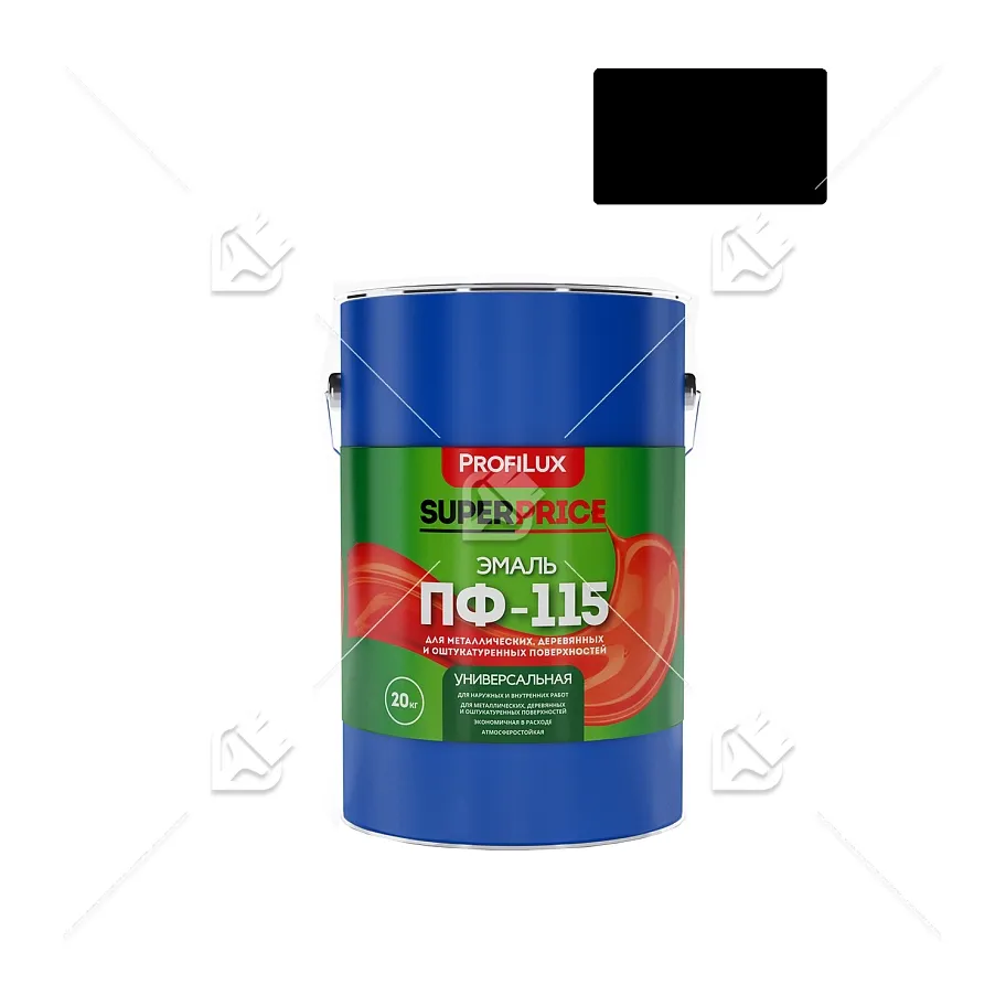 Эмаль ПФ-115 универсальная алкидная Profilux Superprice полуматовая черная 20 кг