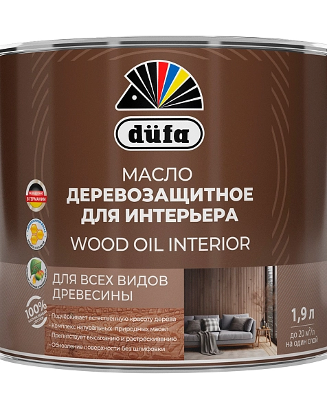 Масло деревозащитное для интерьера Dufa Wood Oil Interior полуматовое бесцветное 1,9 л
