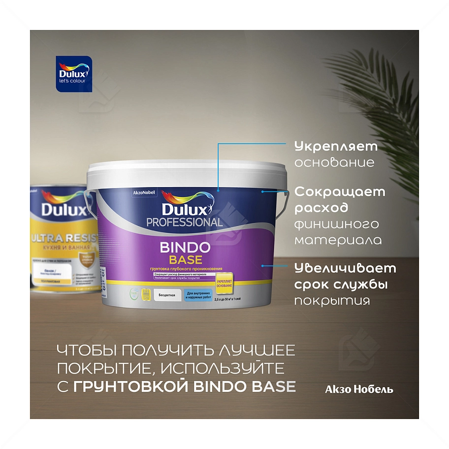 Краска для кухни и ванной латексная Dulux Ultra Resist полуматовая база BC 2,25 л.