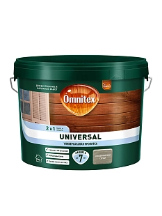 Пропитка защитная для дерева Omnitex Universal 2 в 1 скандинавский серый 9 л