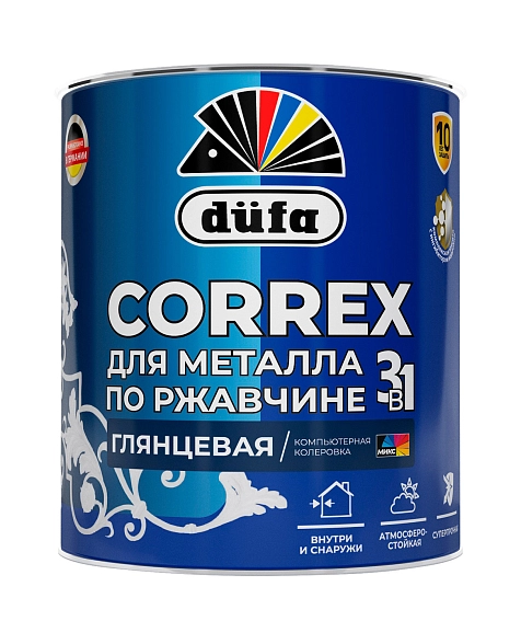 Грунт-эмаль по ржавчине 3в1 глянцевая Dufa Correx база 1 0,75л
