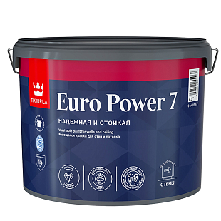 Краска интерная Tikkurila EURO POWER 7 А моющаяся, матовая 9л