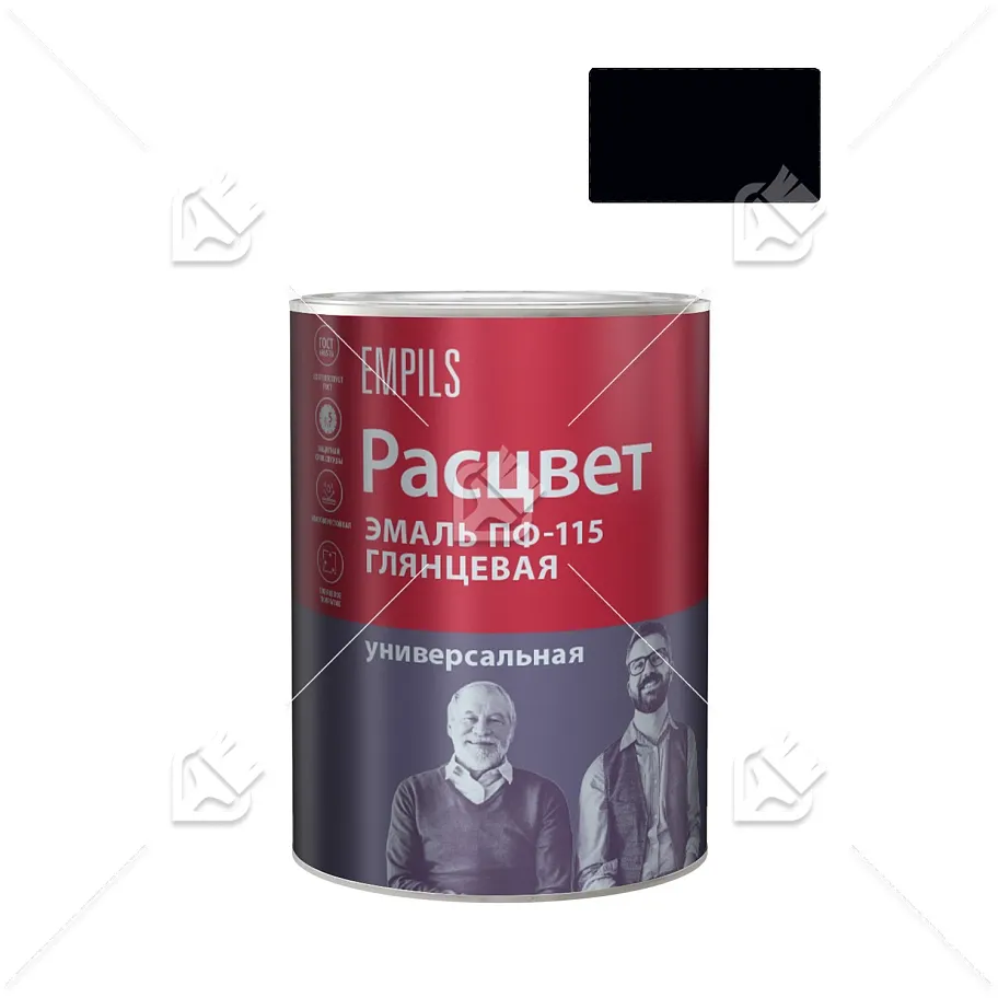 Эмаль ПФ-115 универсальная алкидная Расцвет глянцевая черная 0,9 кг.