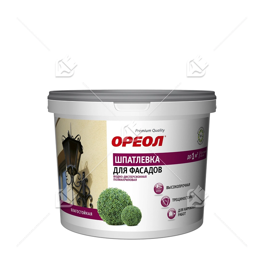Шпатлевка для фасадов водно-дисперсионная полиакриловая влагостойкая Ореол 4 кг