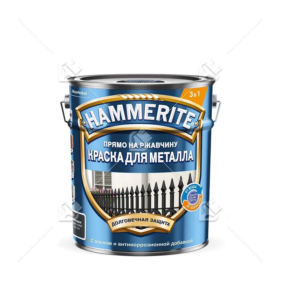 Краска для металлических поверхностей алкидная Hammerite гладкая темно-серая RAL 7016 5 л.