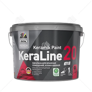 Краска для влажных помещений Dufa Premium KeraLine Keramik Paint 20 полуматовая белая база 1 9 л.