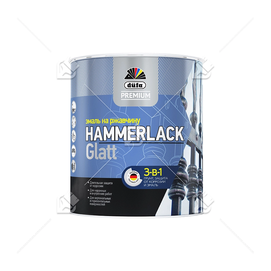 Эмаль на ржавчину Dufa Premium Hammerlack 3-в-1 гладкая RAL 1015 слоновая кость 0,75 л.