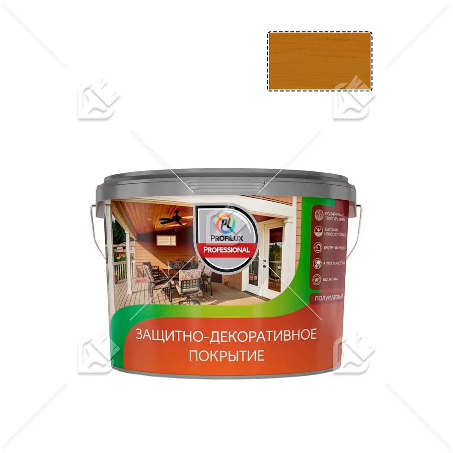 Лак для деревянных панелей акриловый защитно-декоративный Profilux Professional тик 9 л