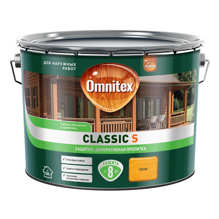 Защитно-декоративная пропитка Omnitex Classic S Сосна 9л