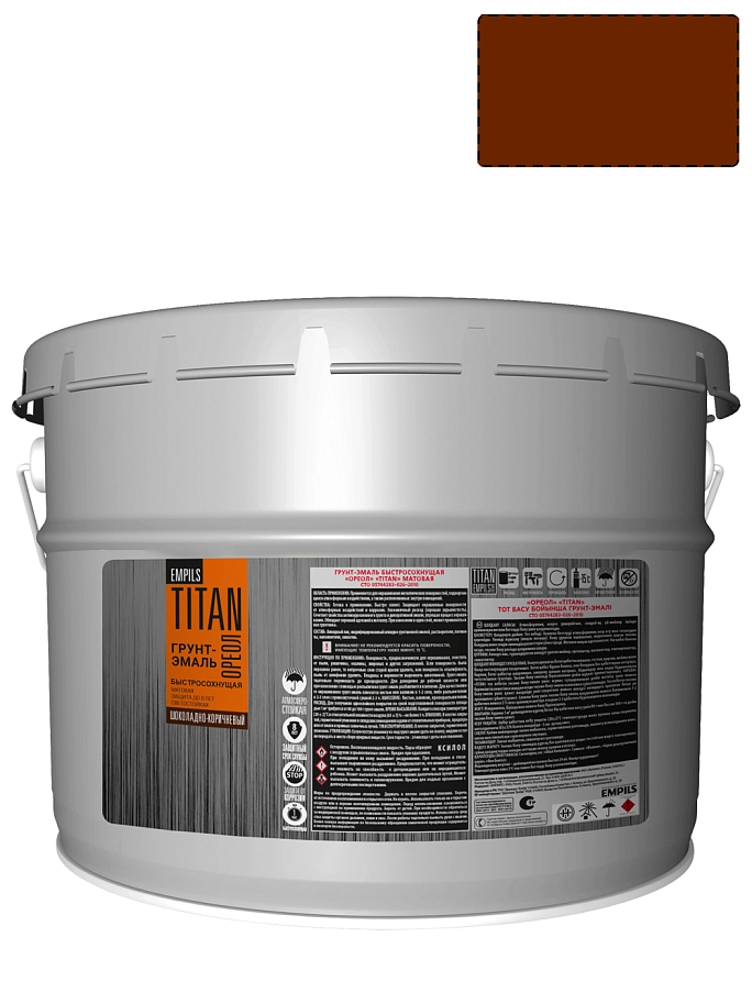 Грунт-эмаль для металлических поверхностей быстросохнущая Ореол Титан гладкая матовая шоколадно-коричневая RAL 8017 10 кг