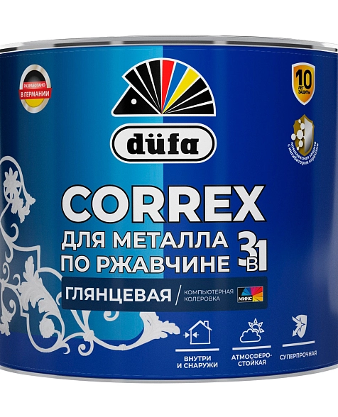 Грунт-эмаль по ржавчине 3в1 глянцевая Dufa Correx база 1 2л