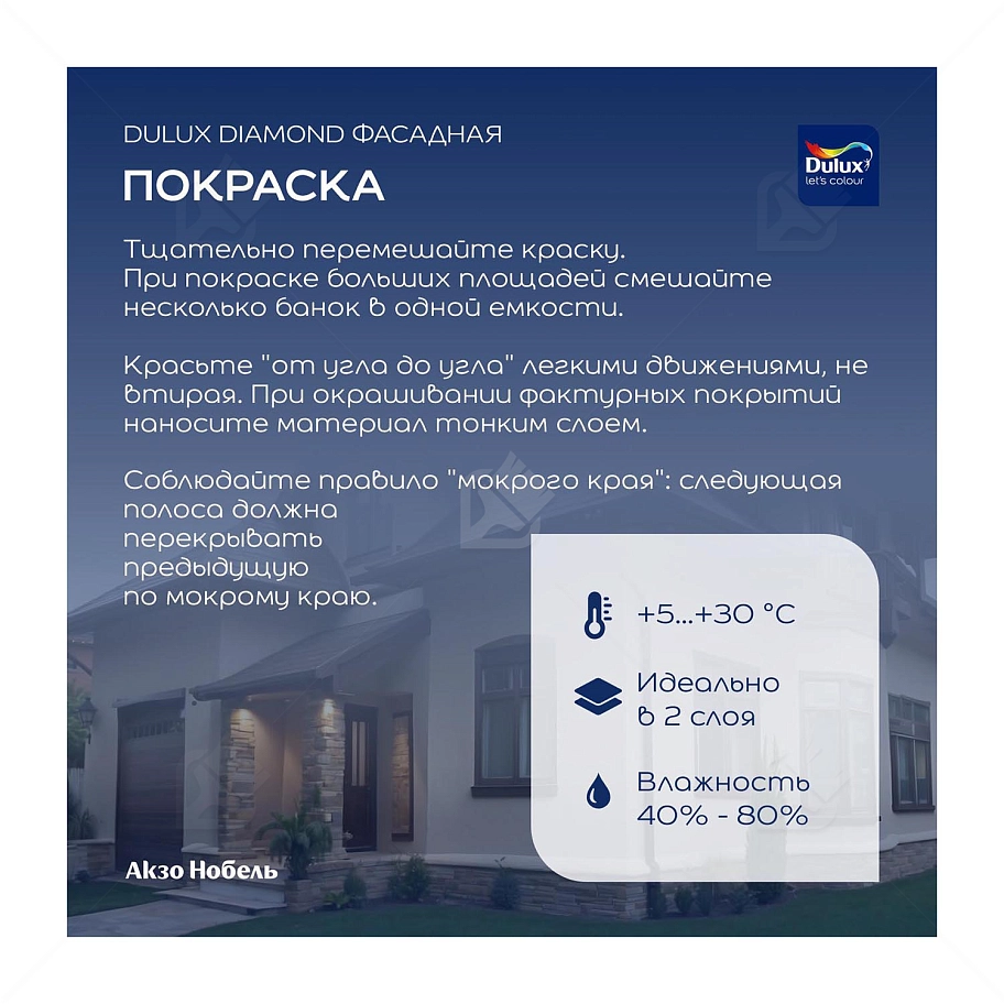 Краска фасадная для минеральных и деревянных поверхностей Dulux Professional Diamond гладкая матовая база BC 2,25 л
