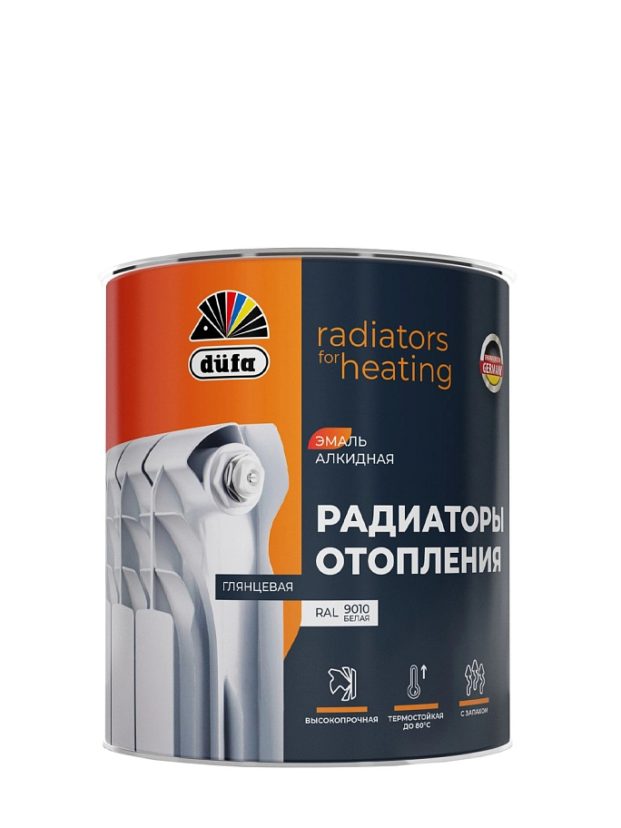 Эмаль для отопительных приборов алкидная Dufa Радиаторы отопления глянцевая RAL9010 белая 2 л