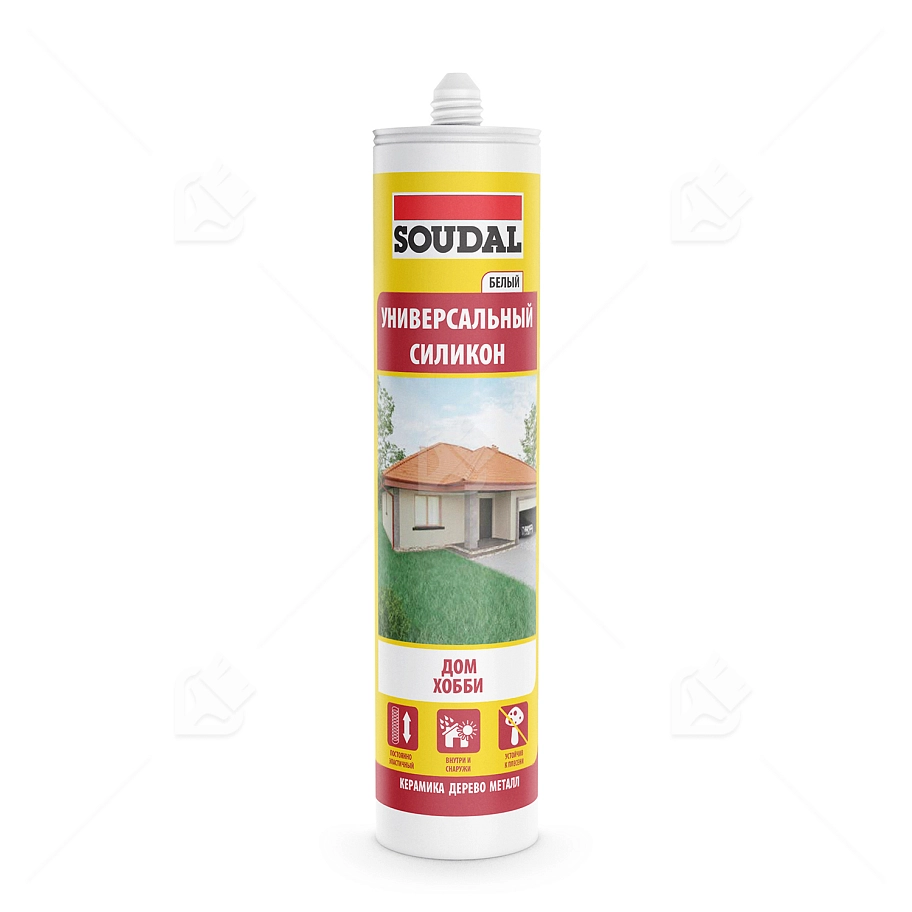 Герметик силиконовый универсальный Soudal белый 280 мл.
