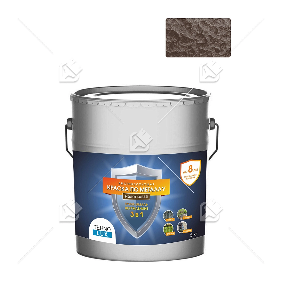 Грунт-эмаль 3 в 1 Технолюкс молотковая терракотовая 5 кг