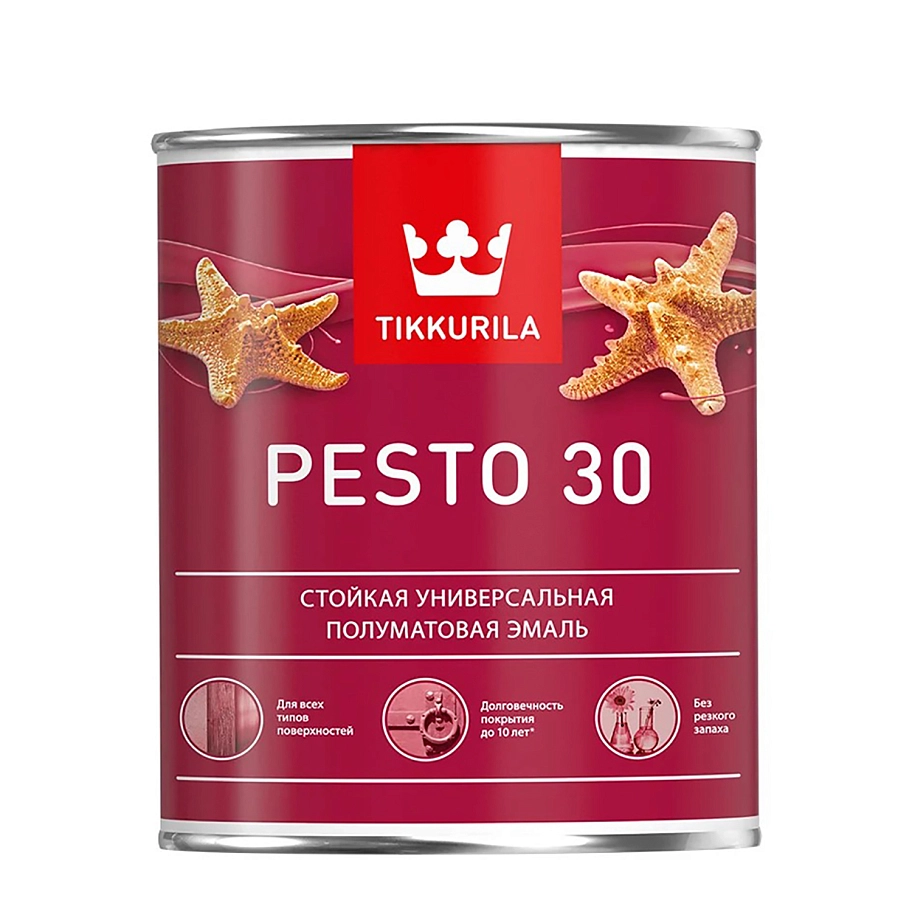 Эмаль универсальная Tikkurila PESTO 30 A полуматовая 0,9л