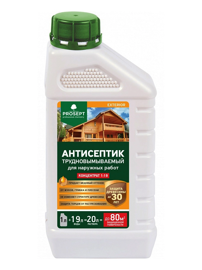 Антисептик защитный для древесины водный Prosept Exterior концентрат 1:19 1 л.