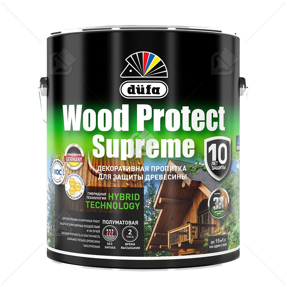 Пропитка декоративная для защиты древесины Dufa Wood Protect Supreme тиковое дерево 2,5 л