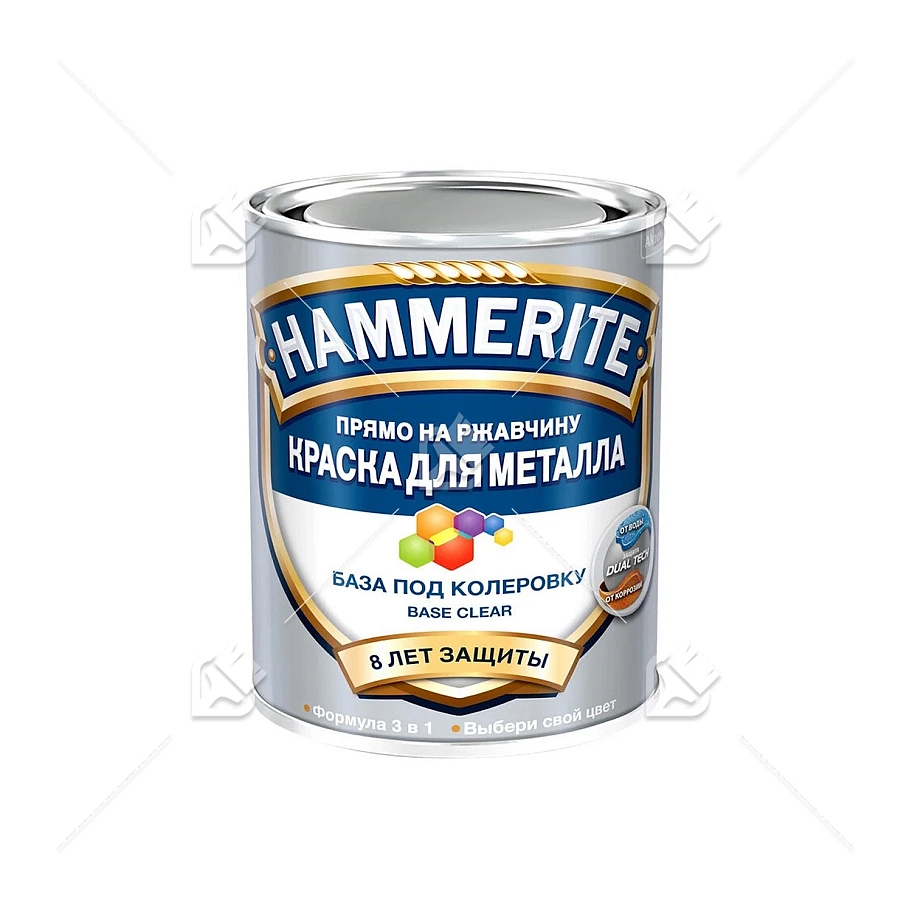 Краска для металлических поверхностей алкидная Hammerite гладкая база бесцветная 0,65 л