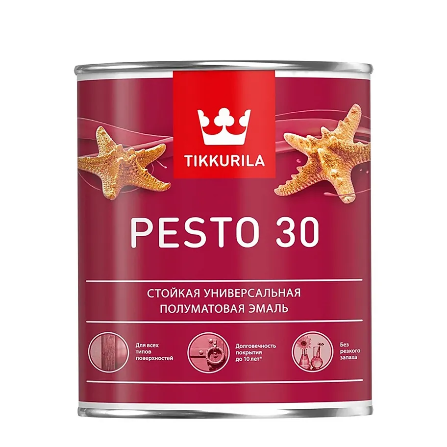 Эмаль универсальная Tikkurila PESTO 30 A полуматовая 0,9л