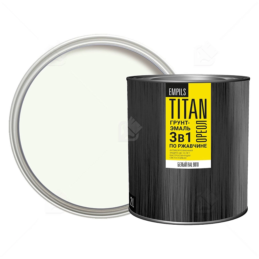 Грунт-эмаль для металлических поверхностей 3 в 1 Ореол Titan гладкая белый RAL 9010 2 л
