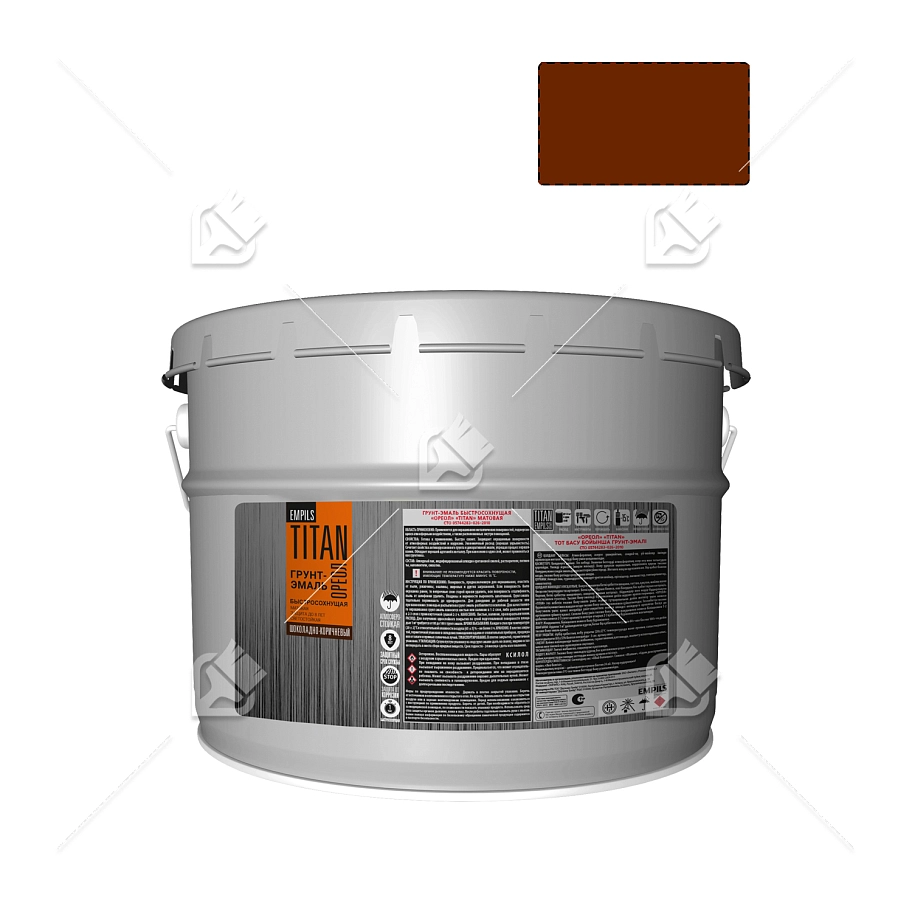 Грунт-эмаль для металлических поверхностей быстросохнущая Ореол Титан гладкая матовая шоколадно-коричневая RAL 8017 10 кг