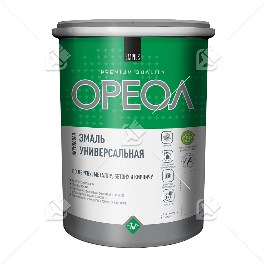 Эмаль универсальная акриловая Ореол матовая белая 1,1 кг