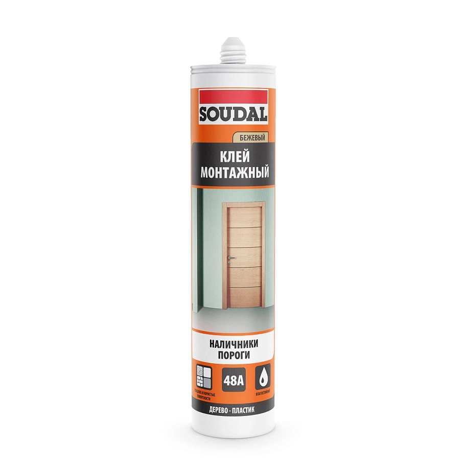 Клей монтажный каучуковый для стеновых панелей Soudal 48А бежевый 280 мл